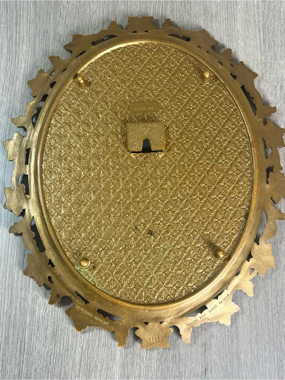 Vintage Homco Mirror Gold Plastic Frame Ornate Floral Vanity Tray Oval 11-1/2”